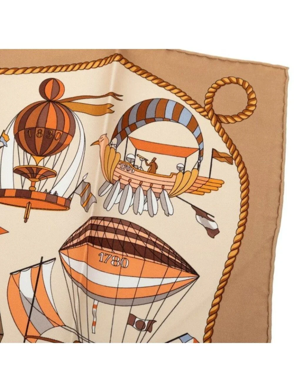 Hermes Carre 40 les Folies du Ciel Madness of the Sky Scarf Beige Multicolor - Picture 5 of 8